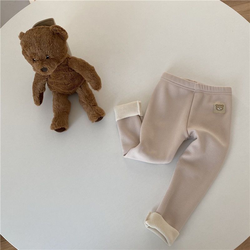 Girls Fleece Lined Leggings Single Layer Polyester Warm