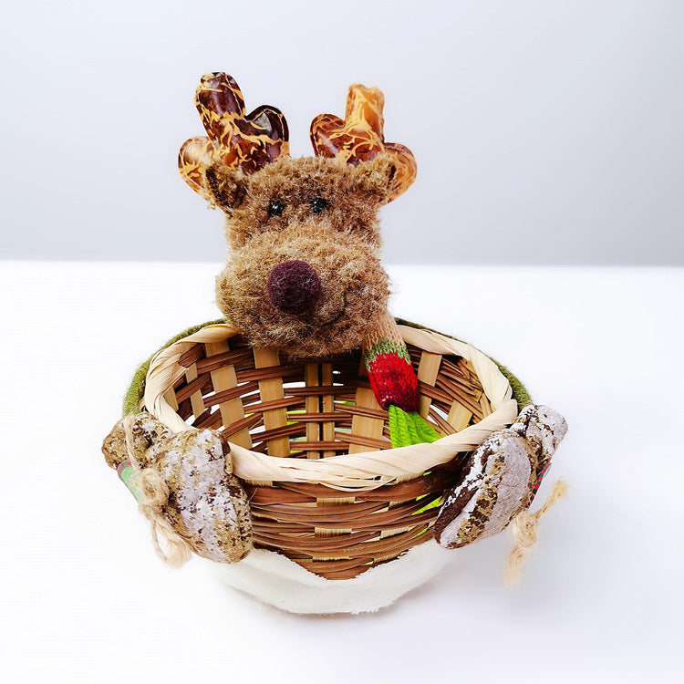 Christmas Decoration Home Storage Basket Santa Snowman Elk Candy Basket
