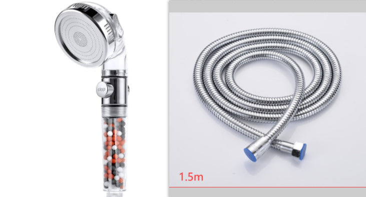 3-Speed Transparent Handheld Showerhead – Pressurized Negative Ion Filter & Water Purifier Nozzle