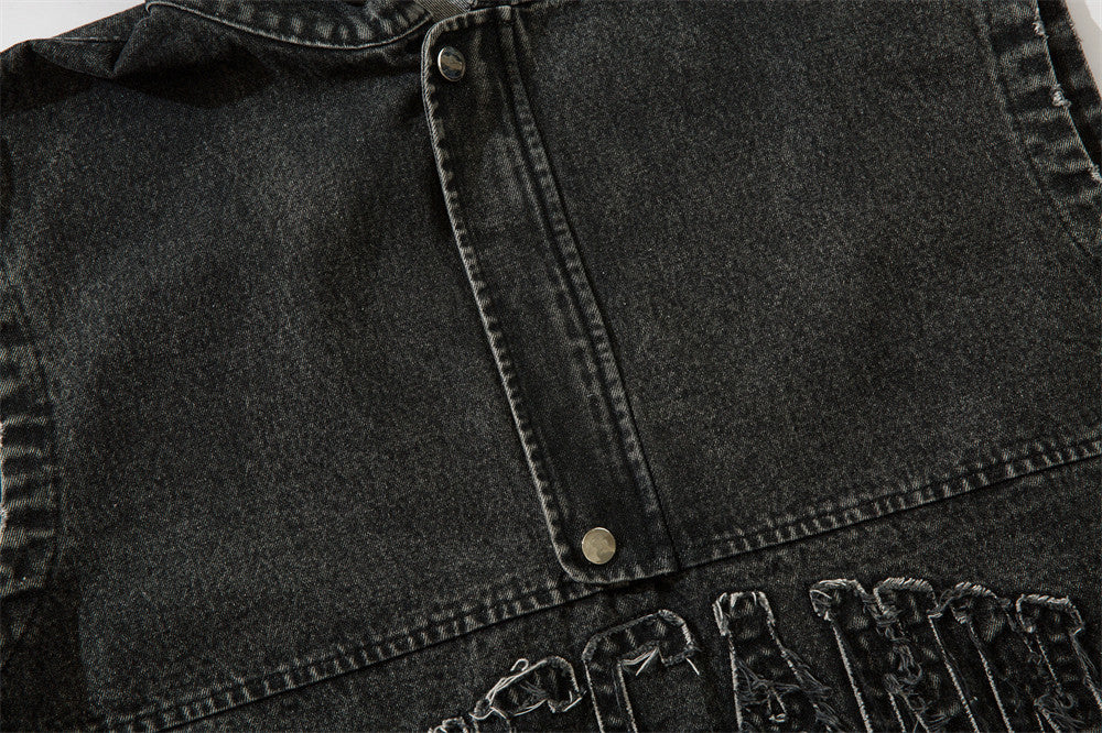 Hooded Pullover Denim Vest Men