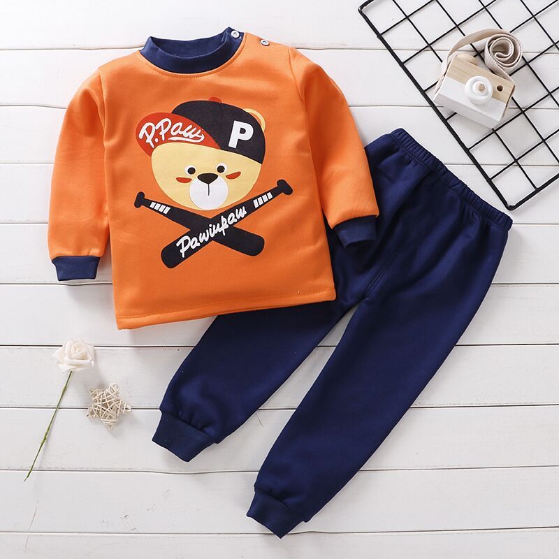 Children's Thermal Underwear Set – Fleece-Lined Thickened Autumn and Winter Warm Clothing Suit for Boys and Girls
