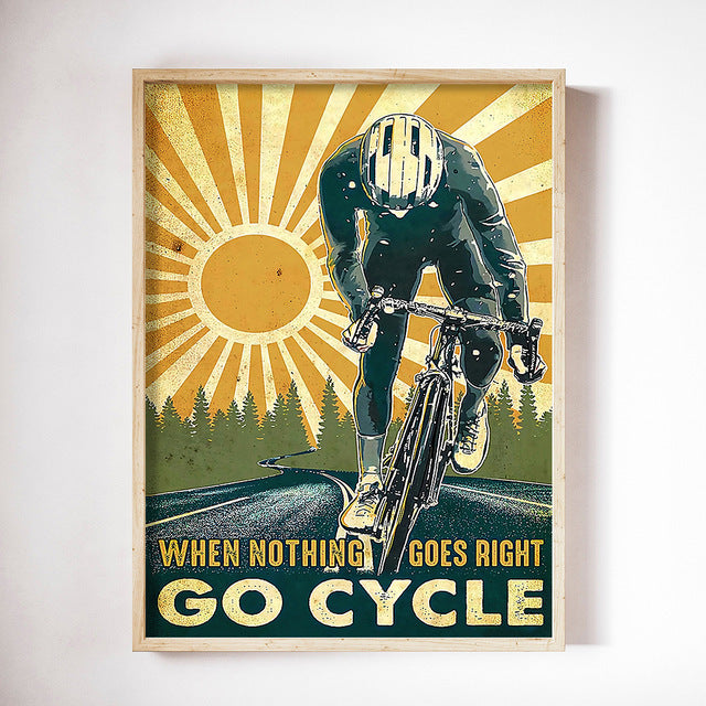 Retro Sports Bike Wall Art – Paris Landscape Canvas Painting for Home Decoration