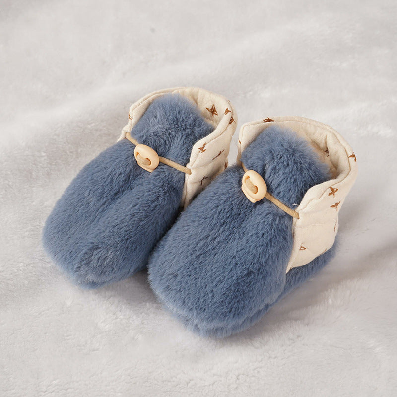 Baby Furry Children's Soft Sole Adjustable Floor Shoes