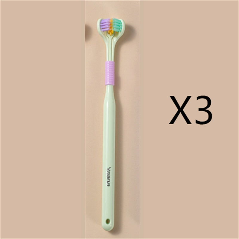 Three-Sided Macaron Soft Bristle Toothbrush – Deep Clean, Safe & Portable
