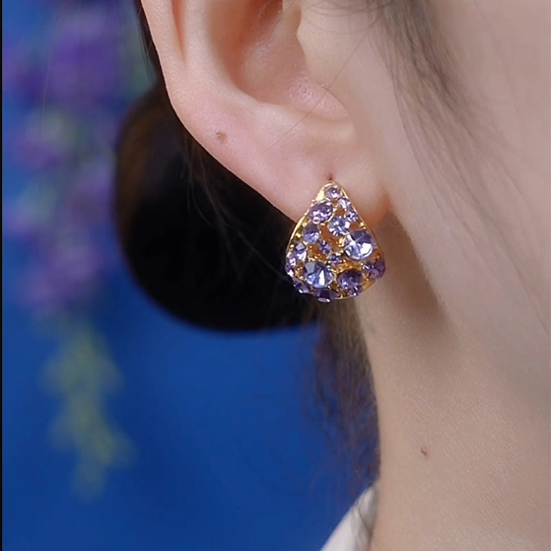 Women's Purple Diamond Ear Clip – Alloy Light Luxury Jewelry