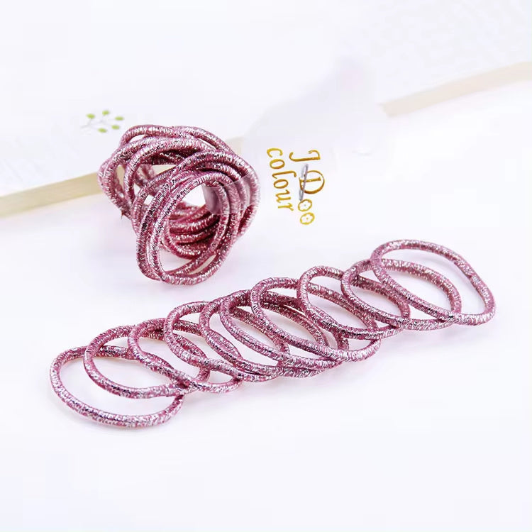 10-pack High Elastic Shiny Children's Thumb Rubber Band Gold Leaf Hair Band Accessories