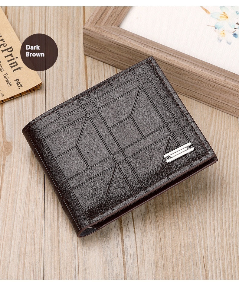 Men's Slim PU Leather Wallet Card Holder Solid Pattern