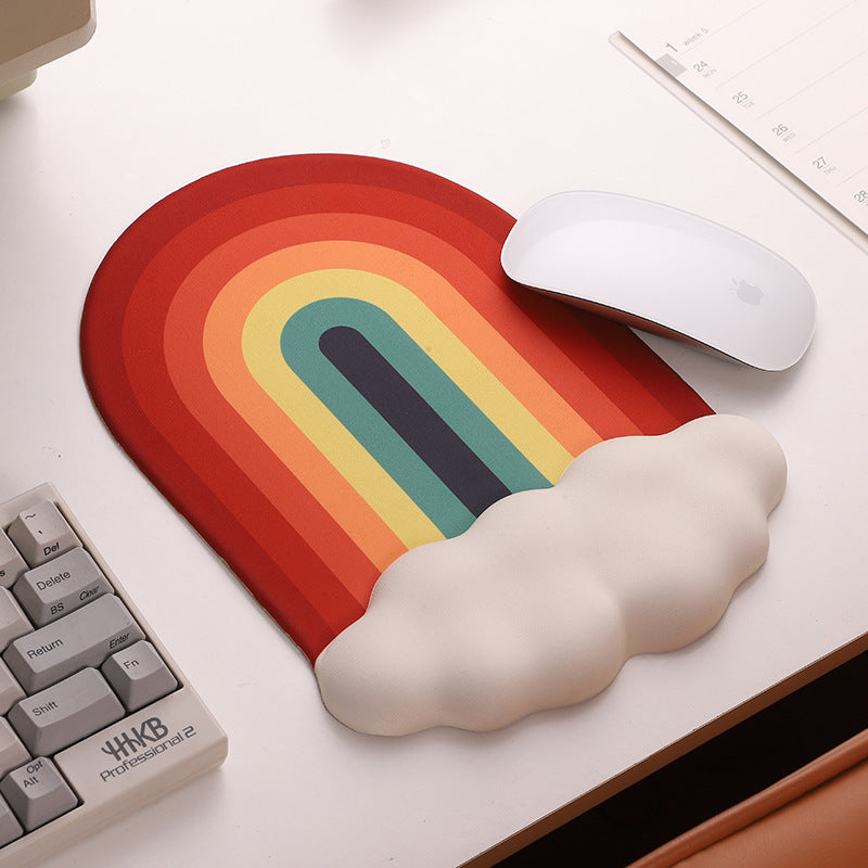 Cloud Rainbow Silica Gel Wrister Mouse Pad Keyboard Support Slippery Washable