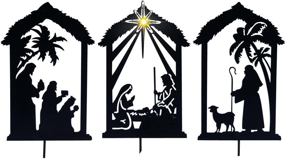 Christmas Birth Shadow Pile Outdoor Ornamental Floor Outlet Metal Silhouette