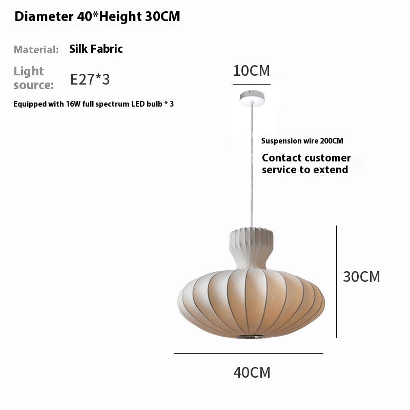 Silk And Stainless Steel Retro Chinese Chandelier 36V
