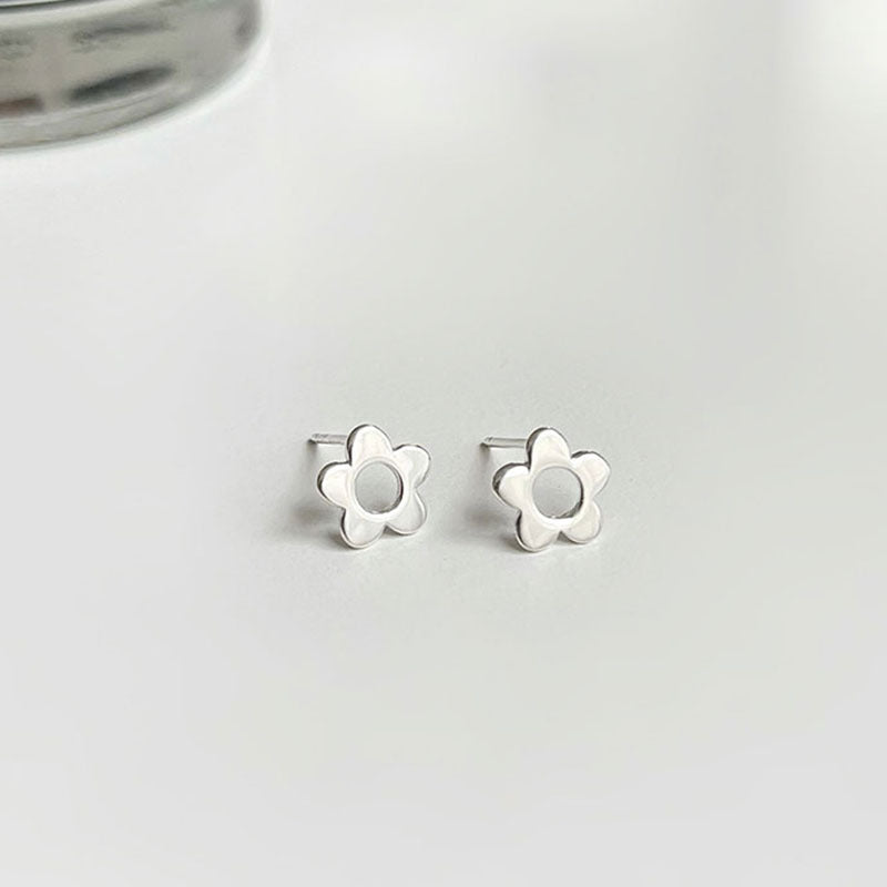 S925 Sterling Silver Flower Ear Studs Trendy Jewelry