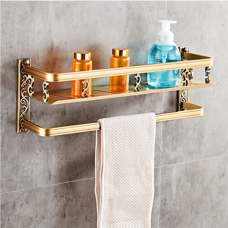 European Style Double Bathroom Shelf – Elegant Wall-Mounted Storage Rack