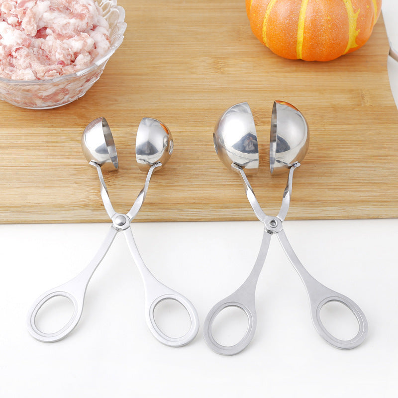 Stainless Steel Meatball Maker Tool – Fish, Meat & Rice Ball Mold with Clip Tongs