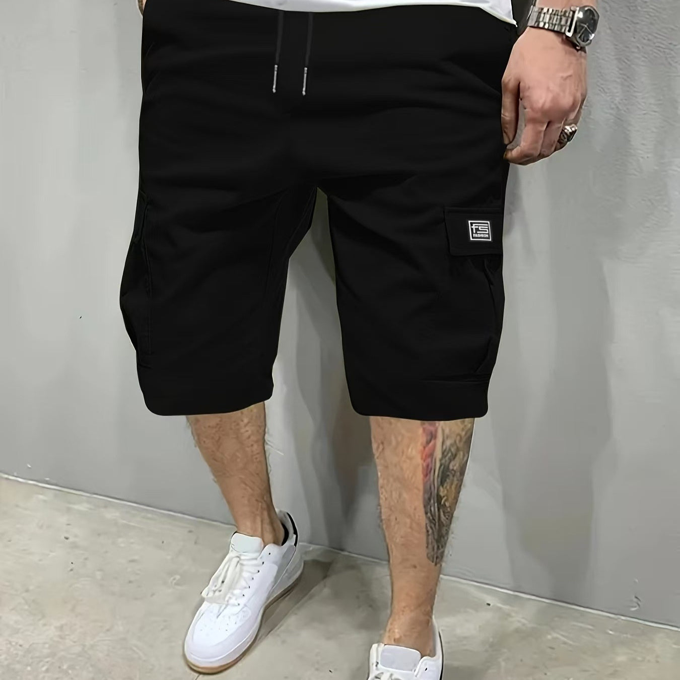 Men's Short Overalls Regular Fit Polyester Black Summer