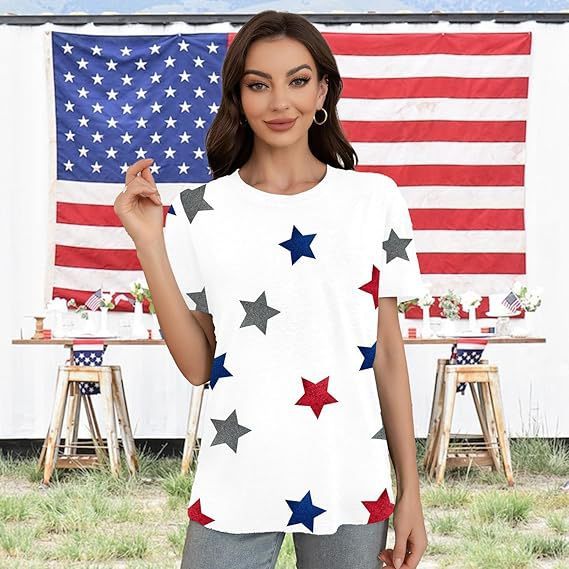 3D Digital Printing American Flag Women T-shirt