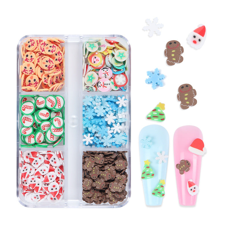 Small 6-grid Boxed Holiday Manicure Polymer Clay Ornament