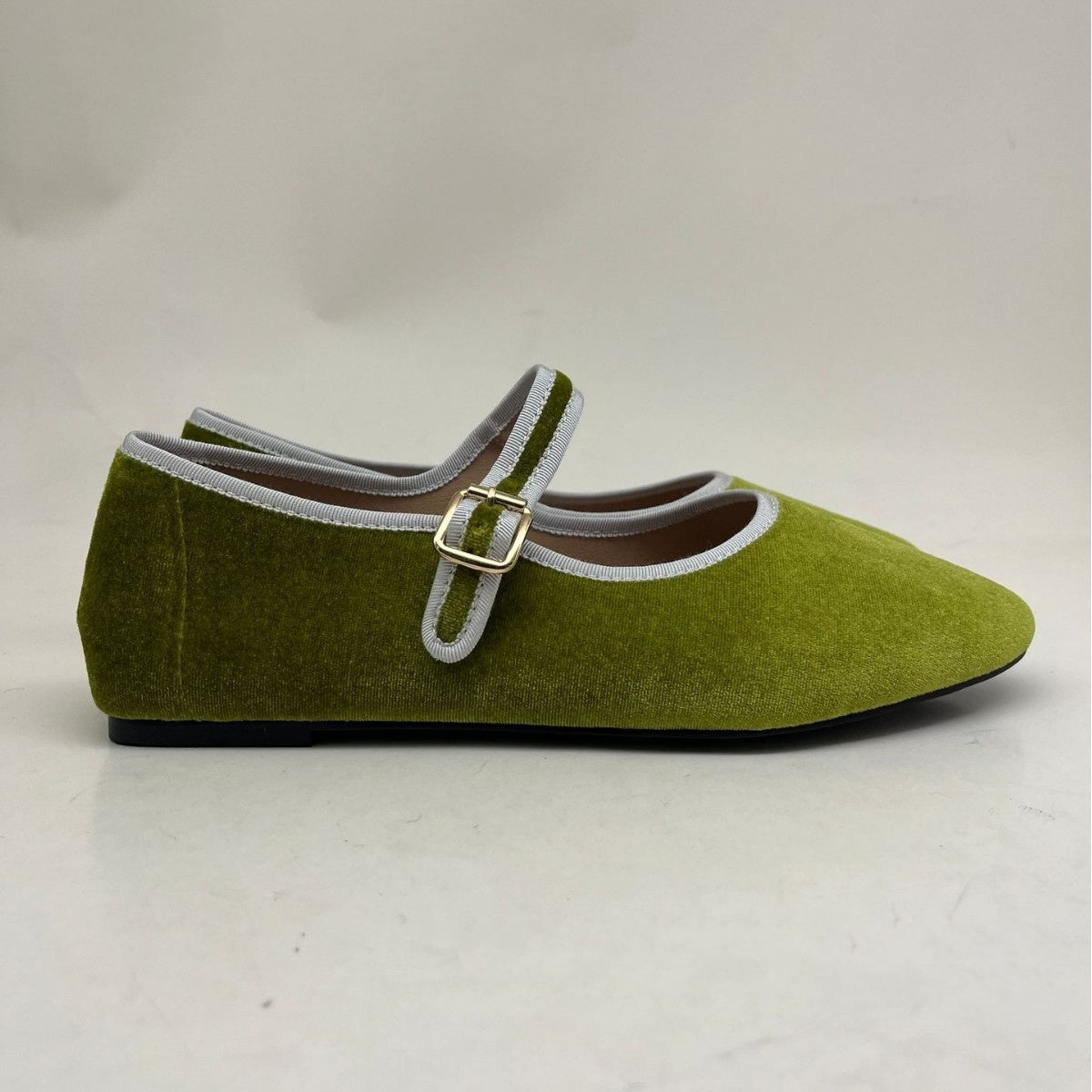 Casual Velvet Flat Pumps Buckle Mary Jane Ballet Slipper
