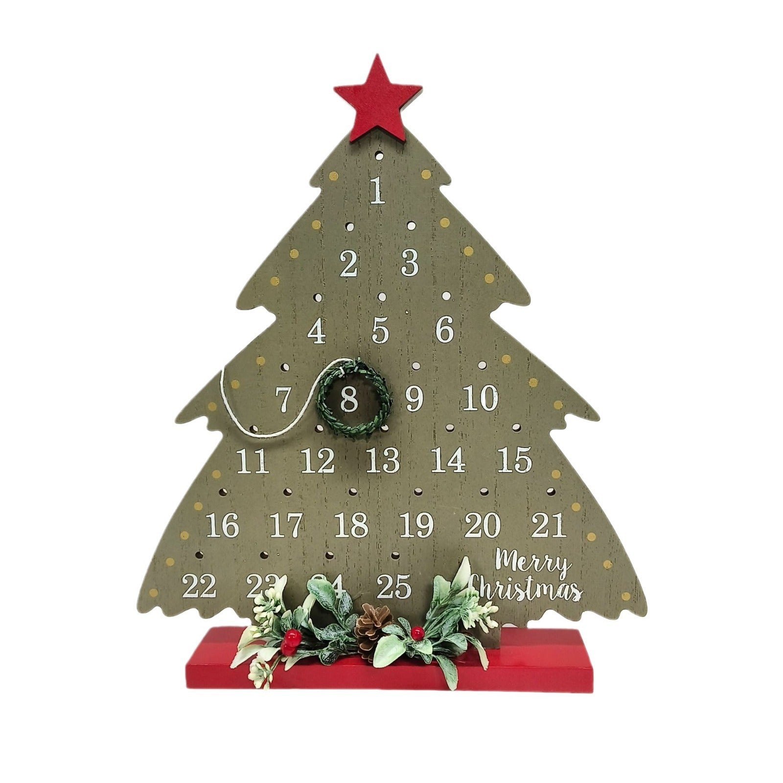 Christmas Decoration Small Tree Vine Ring Countdown Calendar Ornaments Wooden