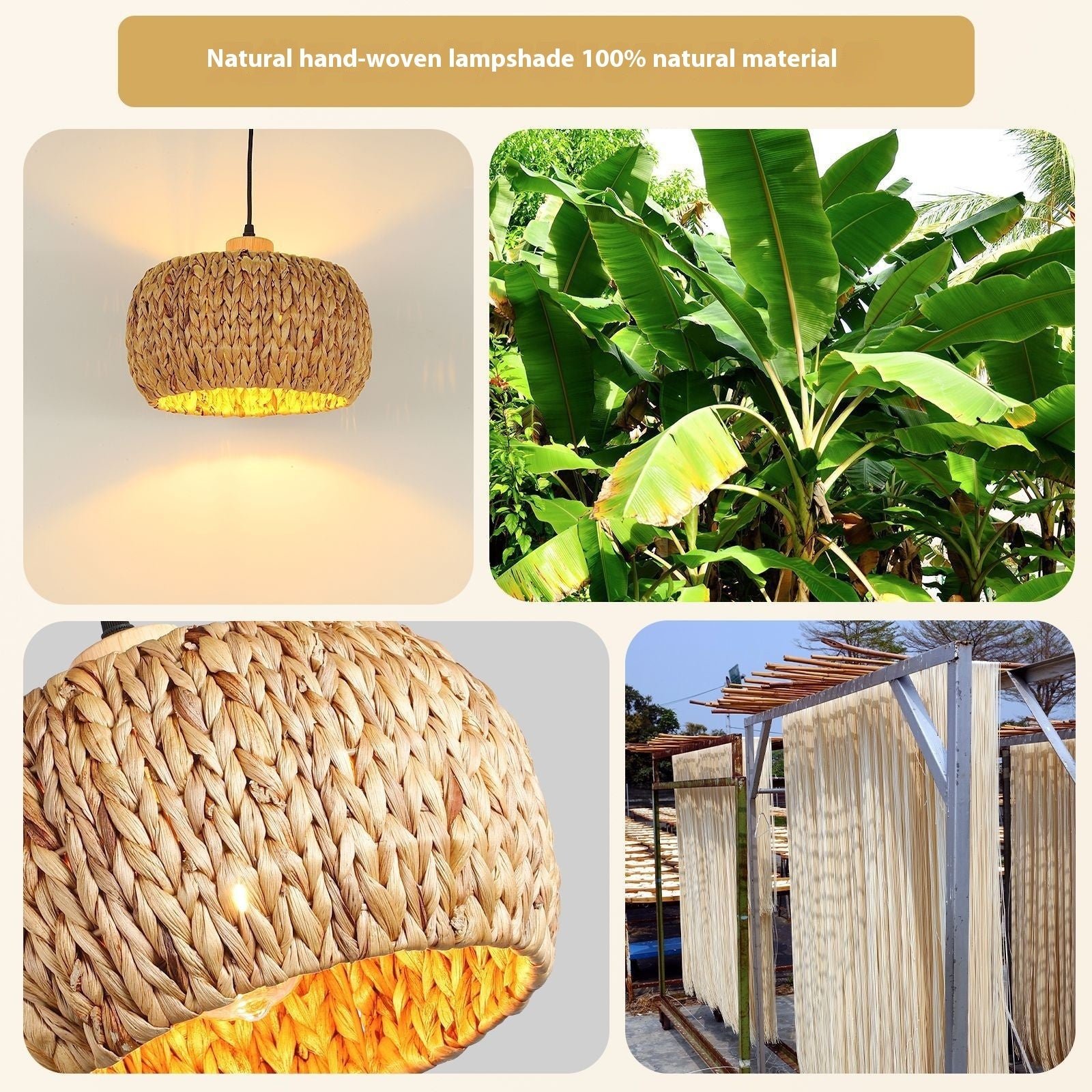Rattan And Bamboo Weaving Chandelier Lamp