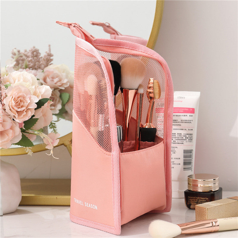 Makeup Brush Case – Waterproof Travel Holder Cup with Zipper, Stand & Foldable Design