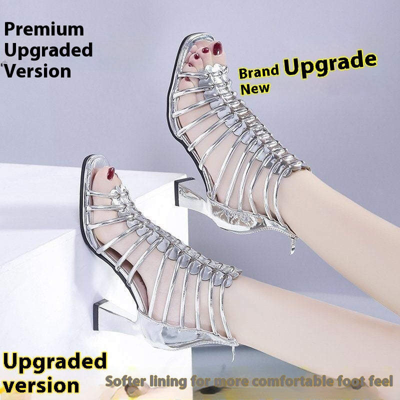 Horseshoe Heel Roman Sandals High-top Peep Toe Shoes