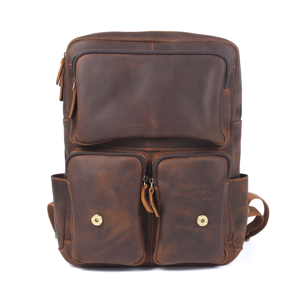 Vintage Large Capacity Crazy Horse Leather Backpack