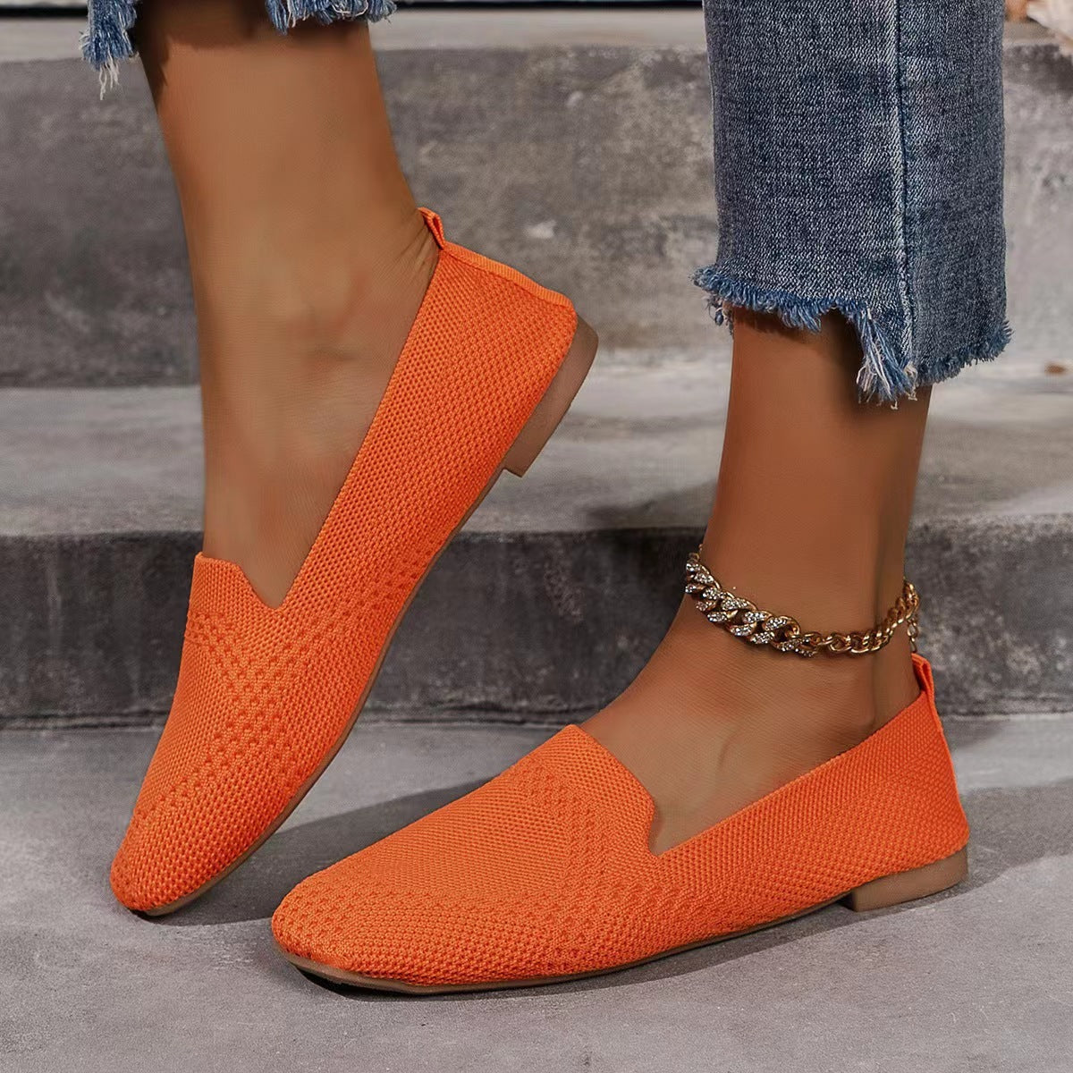 Women's Low-cut Square Toe Flat Bottom Sneaker