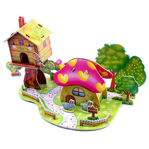 Children's 3D Three Dimensional Puzzle Paper Educational Toys Diy Building Hut