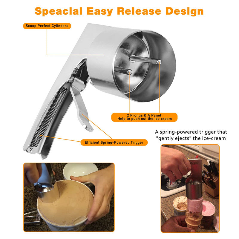 Old-Fashioned Big Ice Cream Scoop with Spring Trigger – Easy-Clean, Heavy-Duty Kitchen Gadget