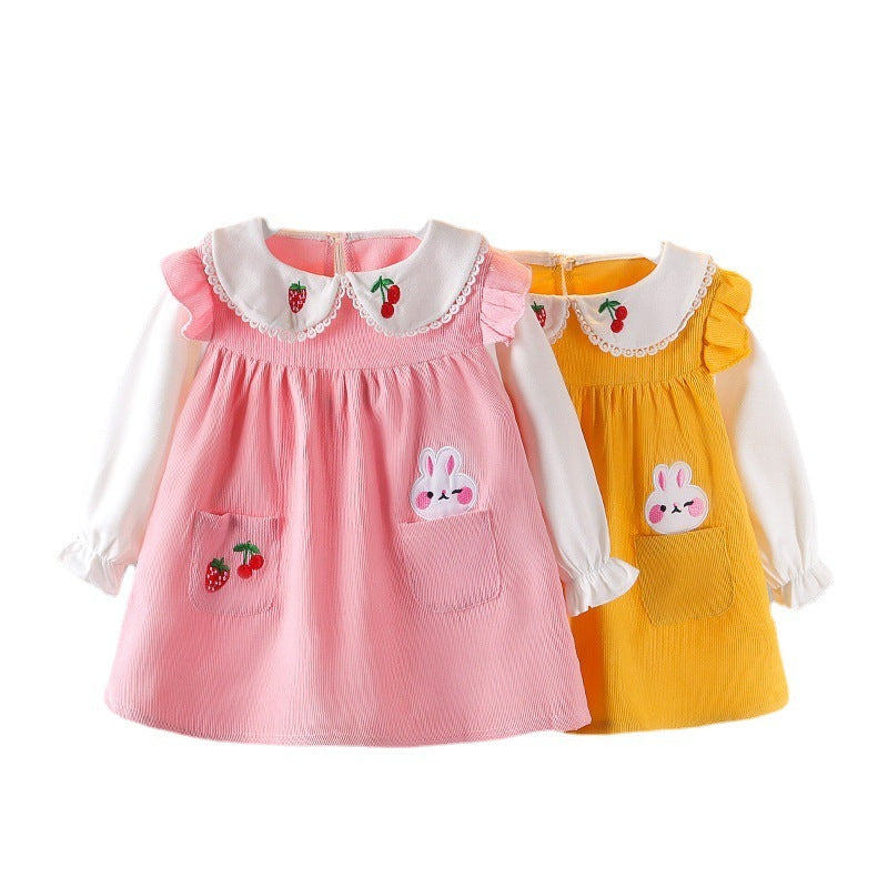 Autumn Dress Fashion All-match Cherry Cartoon Pattern
