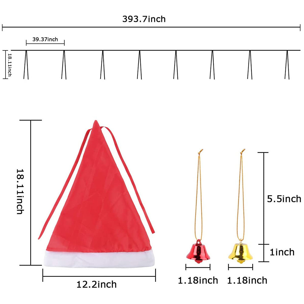 Lighted Christmas Hat with Bells Glowing Hanging Decoration