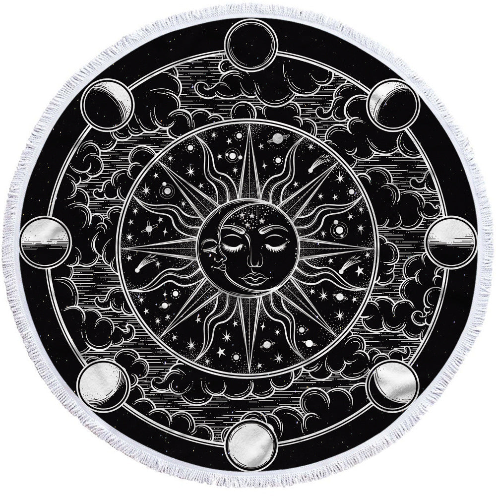 Round Printed Polyester Bath Towel 100 Percent Absorbent