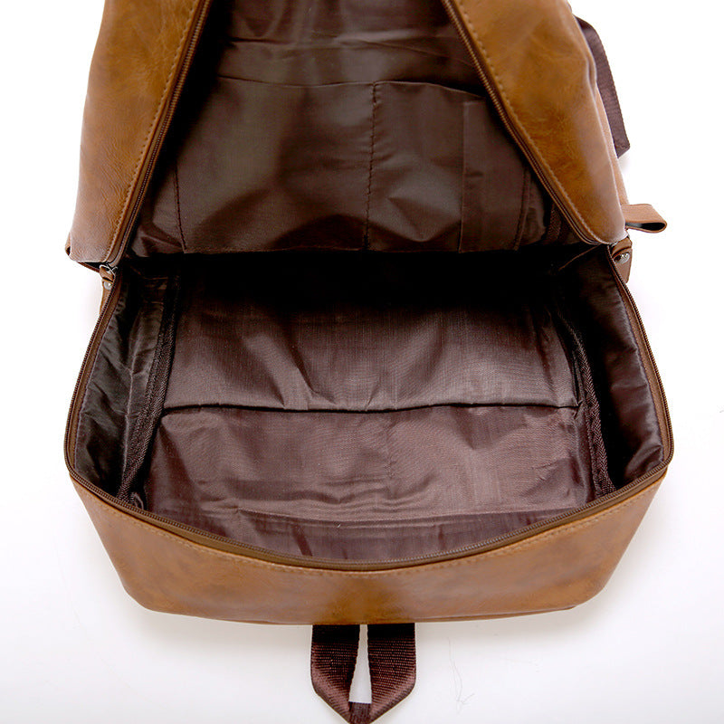 Korean Style PU Leather Unisex Backpack For Travel