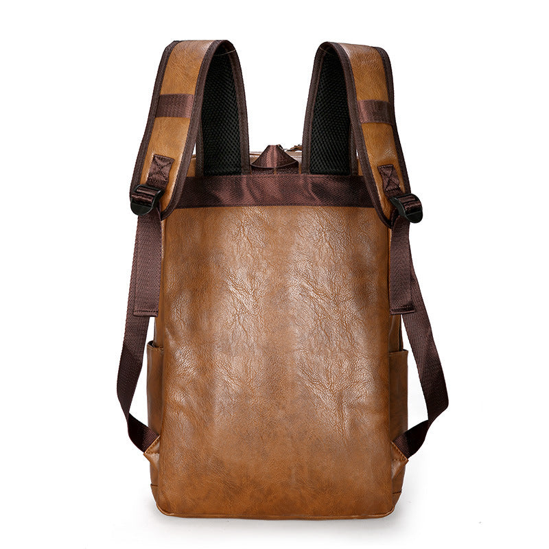 Korean Style PU Leather Unisex Backpack For Travel