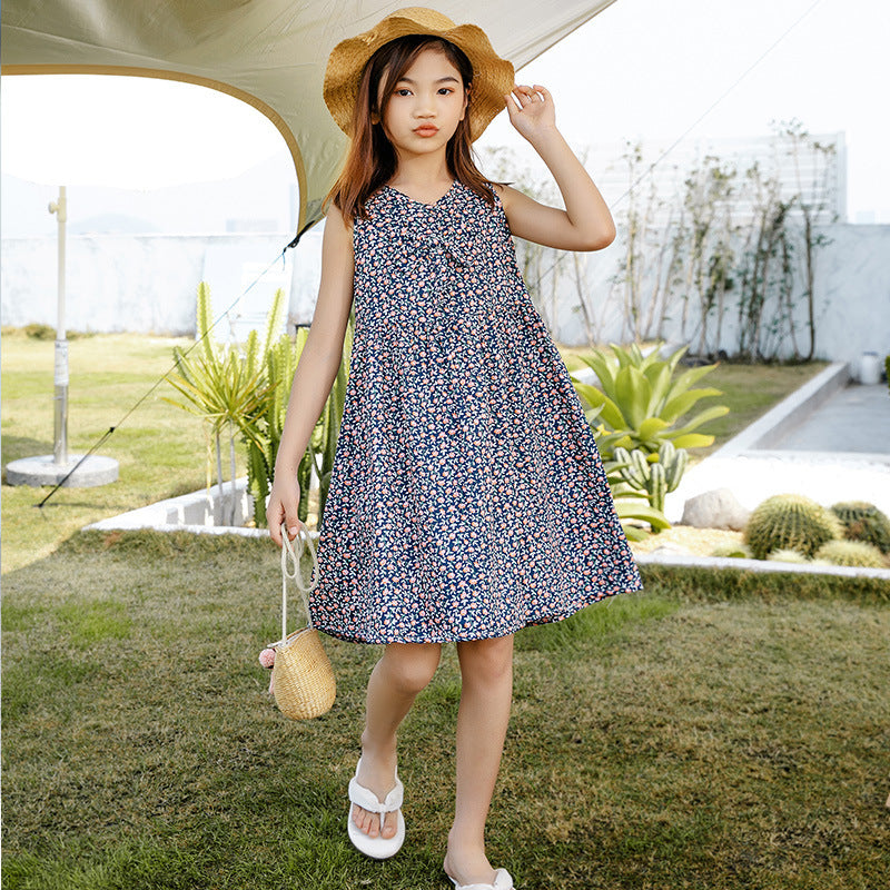 Girls' Fashionable Simple Cotton Print Skirt