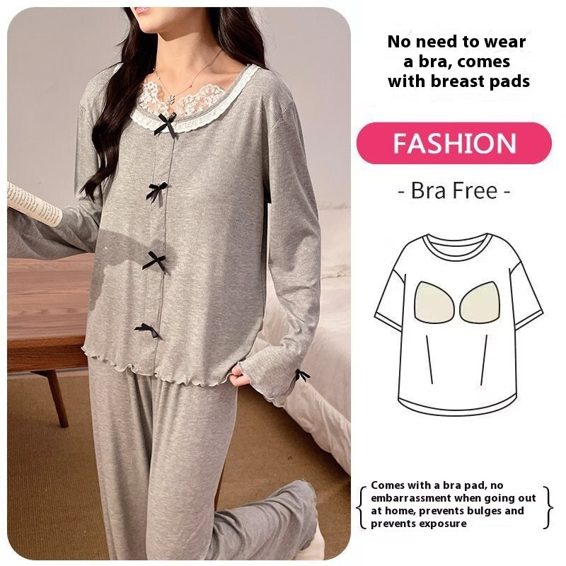 Women's Lace Long Sleeve Modal Pajamas Relaxed Fit Luxe
