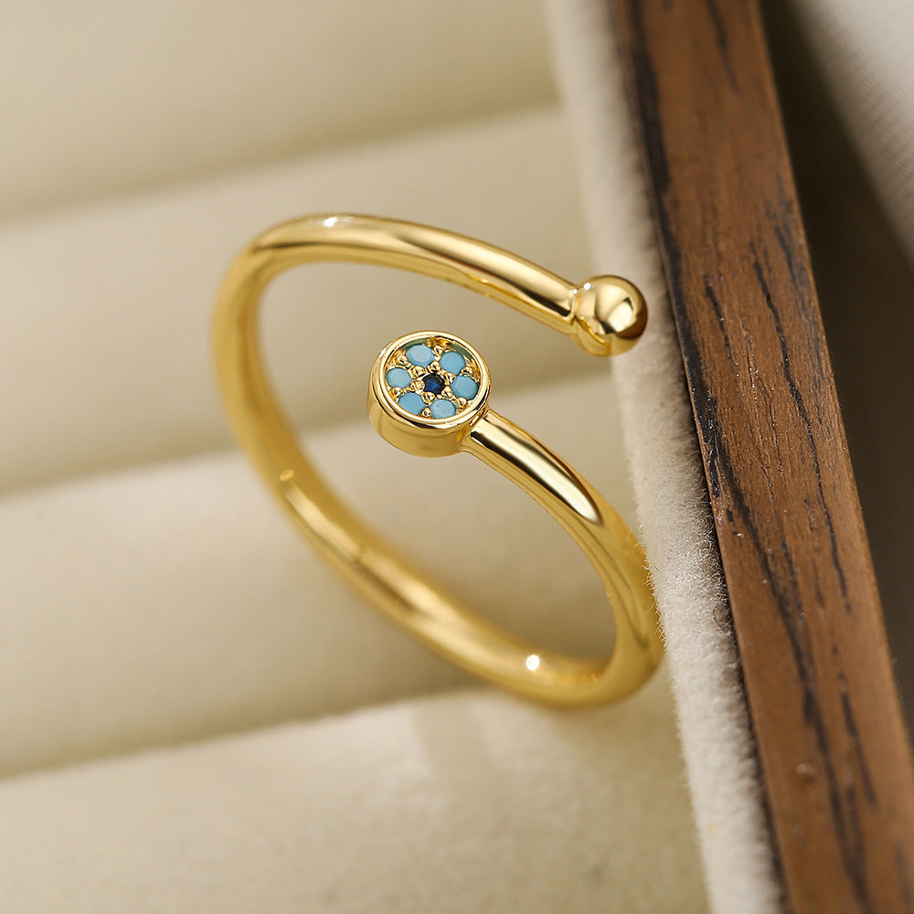 Clear CZ Zircon Cross Evil Eye Ring for Women and Girls