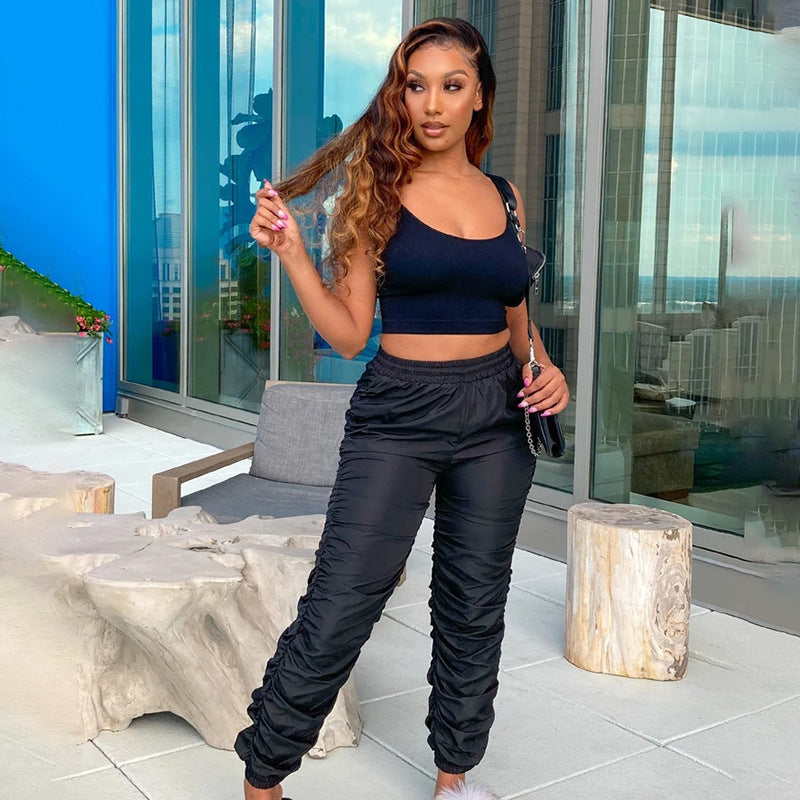 High Waist Guardian Sports Pants – Windbreaker Fabric Tight-Fit Trousers