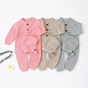 Unisex Baby Cotton Romper – Long Sleeve Single-Breasted Jumpsuit for Boys and Girls