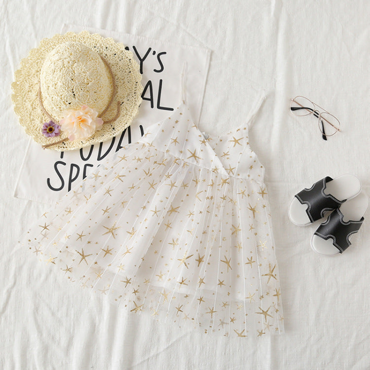 Girls Princess Dress With Star Suspenders