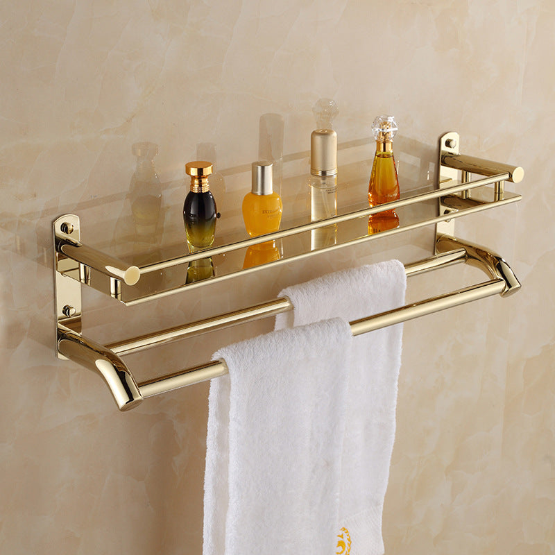 Stainless Steel Double Bathroom Towel Rack – Wall-Mounted Towel Holder