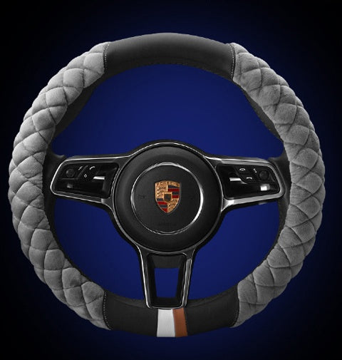 Universal Plush Steering Wheel Cover – Cute Winter Footprint Design (38cm)