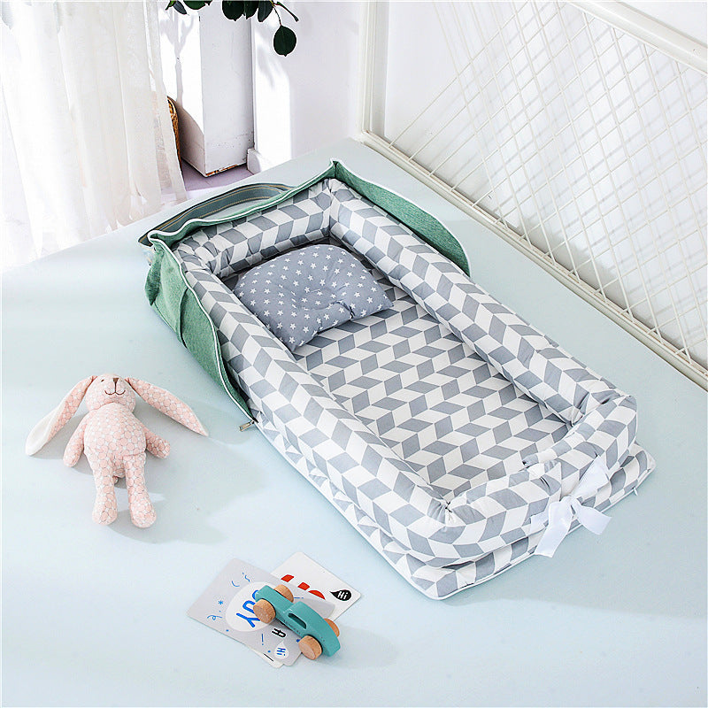 Portable Foldable Cotton Baby Bed – Travel Bassinet with Carry Bag