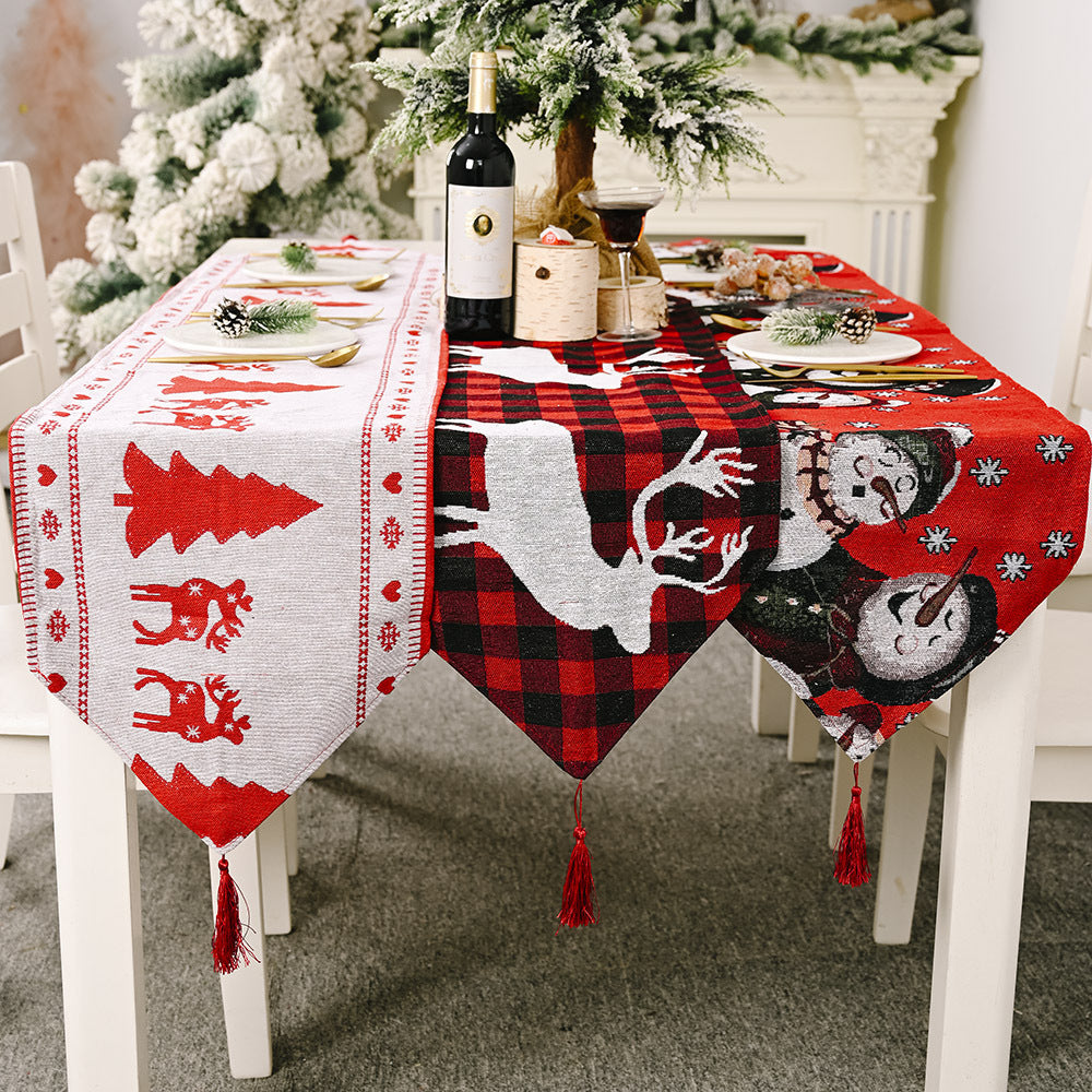 Christmas Electric Embroidered Knitted Cloth Table Runner