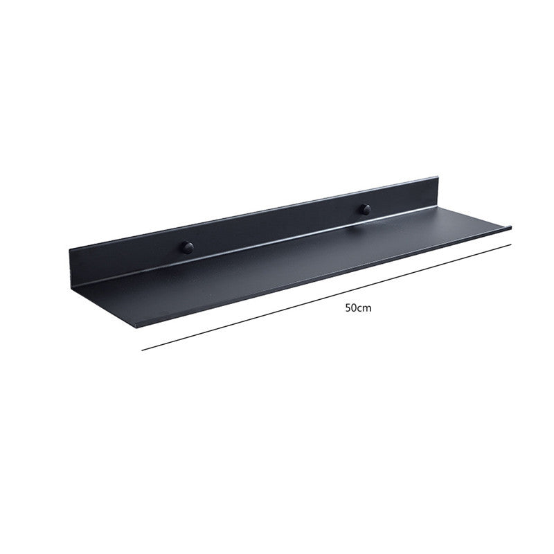 Black No-Drill Bathroom Shelf – Adhesive Wall-Mounted, Rustproof