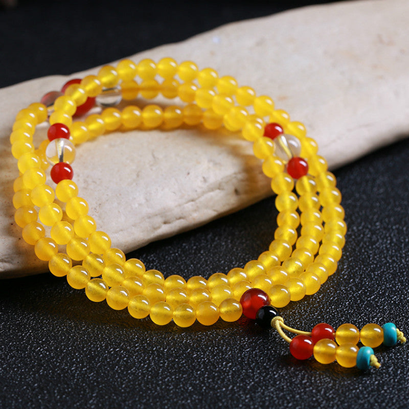 108 Beads Agate Jewelry Gift Necklace Crystal Canary Stone Bracelet