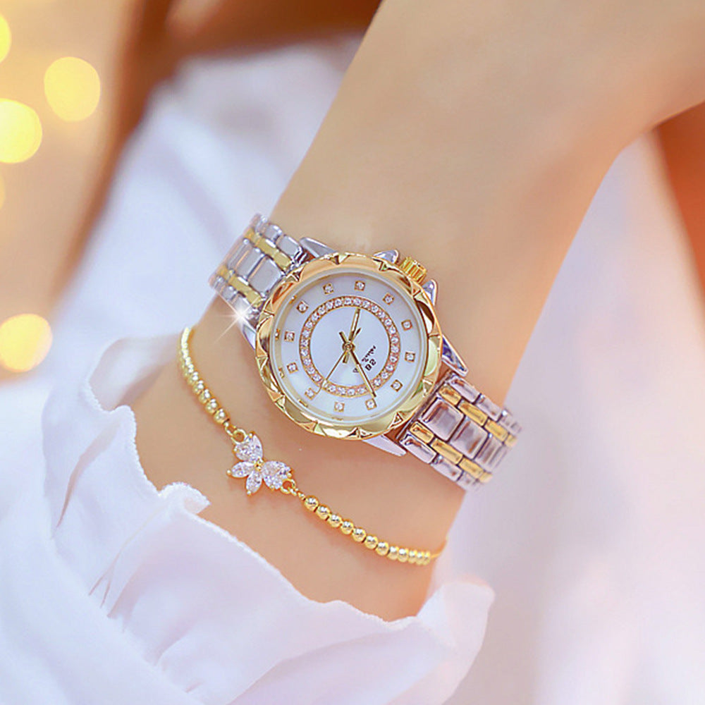 Luxury ladies full diamond steel band quartz watch