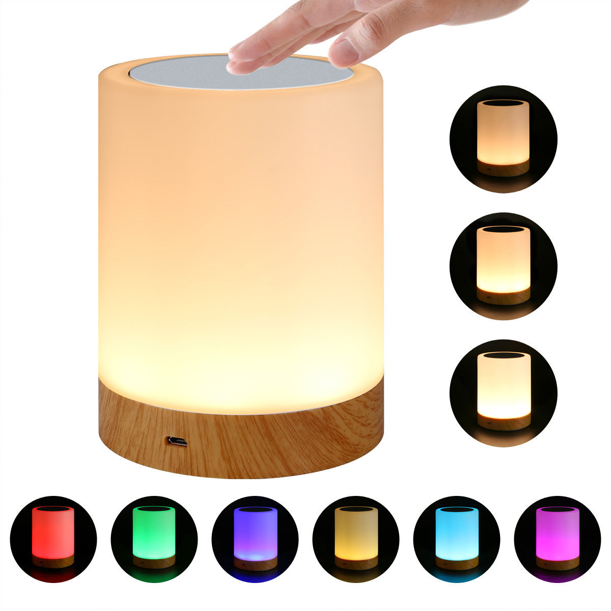 LED Colorful Wood Grain Creative Rechargeable Night Light