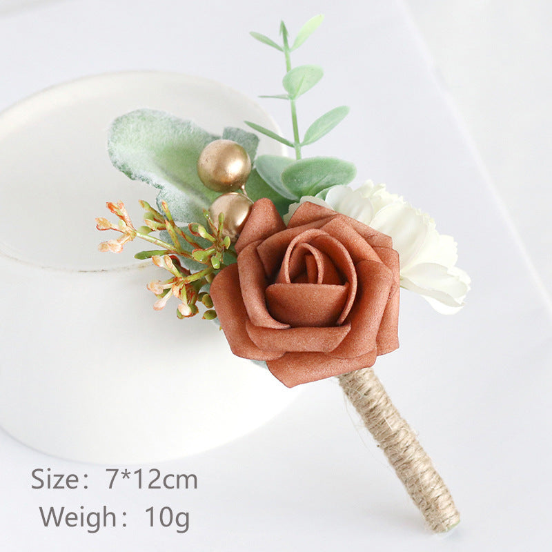 Wedding Bridegroom Bride Corsage Simulation PE Ball Boutonniere