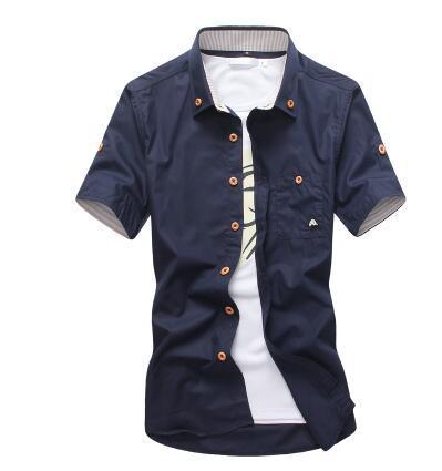 Men's Slim Fit Floral Embroidered Cotton Shirt Casual